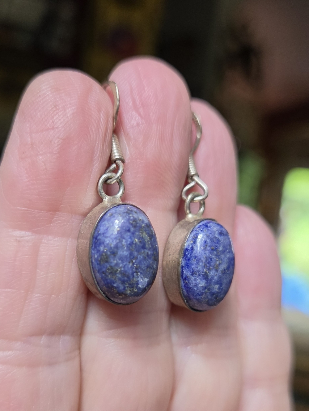 Lapis Lazul 16k Natural Sterling Earrings - Picture 5 of 10